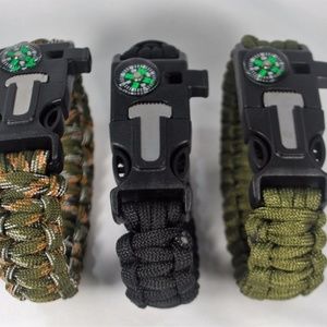 Paracord Bracelet set of 2 Survival Kit Cord Buckl